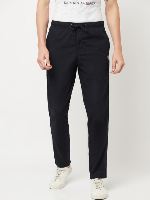 

Octave Men Navy Blue Solid Cotton Regular-fit Track Pants
