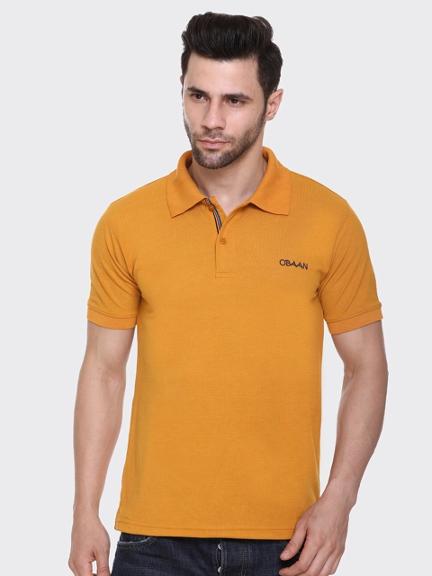 

Obaan Men Mustard Yellow Polo Collar T-shirt