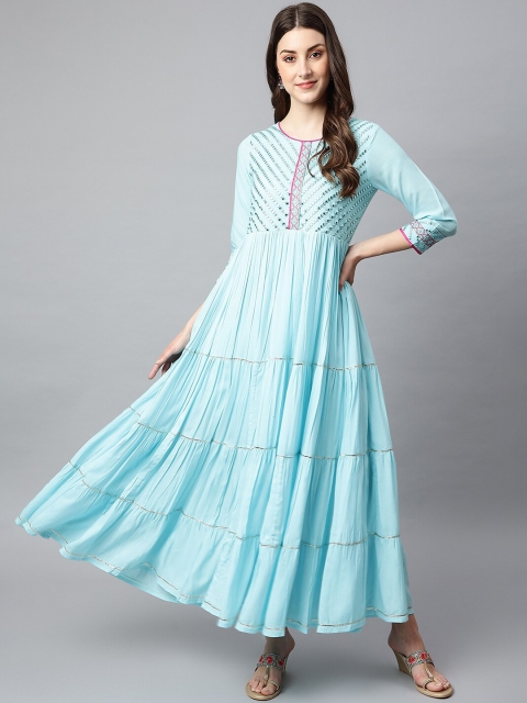 

SHINOY Women Sea Green Embroidered Dress