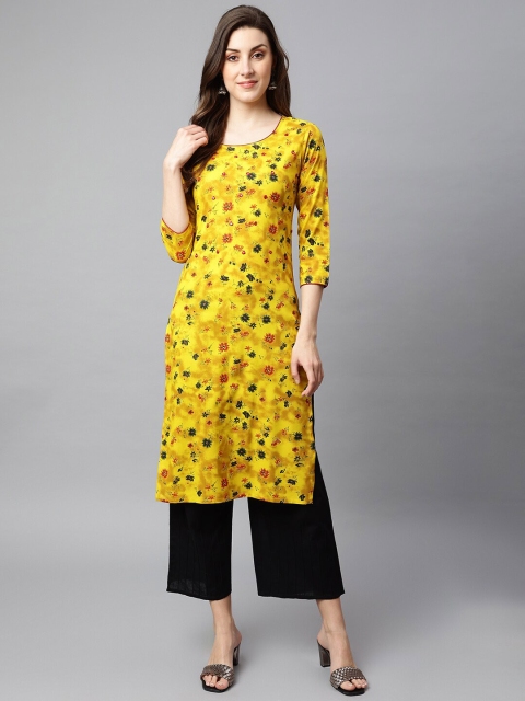 

SHINOY Women Yellow Printed Kurta