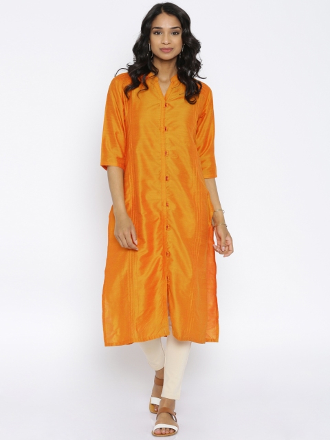 

Shree Women Orange Solid Straight Kurta