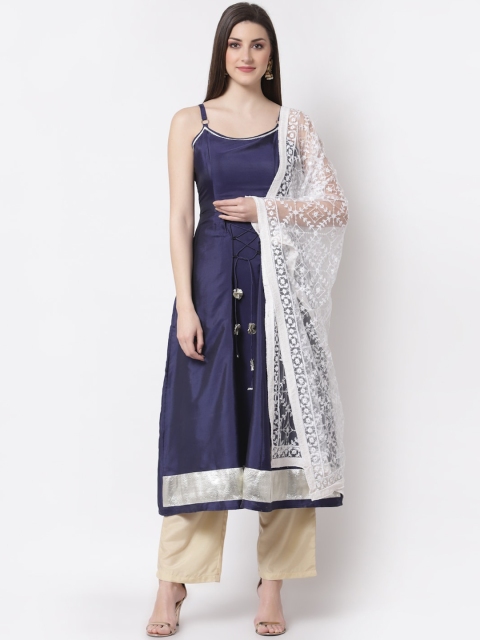 

Myshka Women Blue Ethnic Motifs Printed Kurta with Dupatta