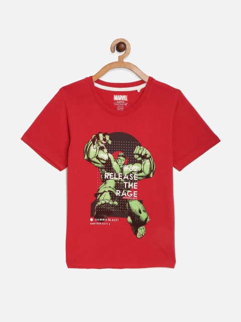 Octave Boys Red Printed Cotton T-shirt