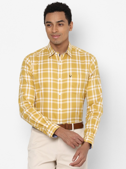 

Allen Solly Men Yellow Slim Fit Tartan Checks Checked Cotton Formal Shirt