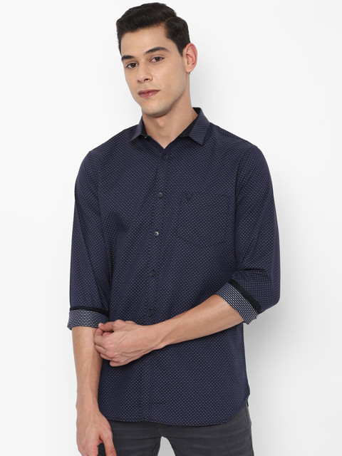 

Allen Solly Men Navy Blue Slim Fit Printed Cotton Casual Shirt