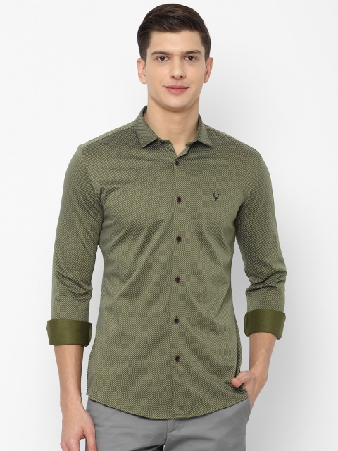 

Allen Solly Men Olive Green Slim Fit Printed Cotton Casual Shirt
