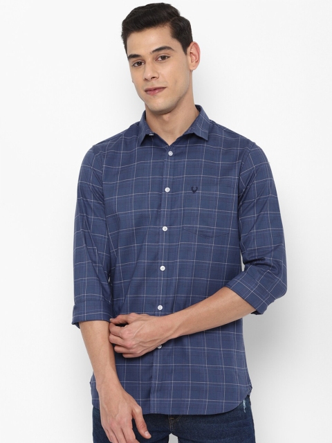 

Allen Solly Men Navy Blue Slim Fit Checked Cotton Casual Shirt