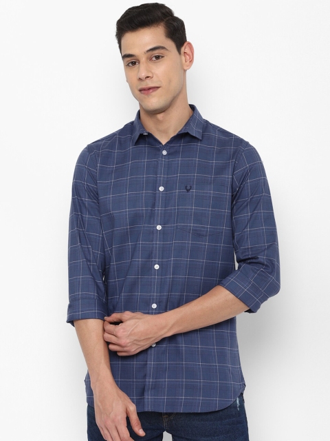 

Allen Solly Men Navy Blue Slim Fit Checked Cotton Casual Shirt