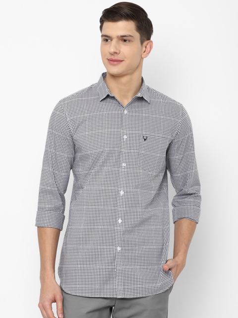 

Allen Solly Men Grey Slim Fit Grid Tattersall Checks Checked Cotton Casual Shirt