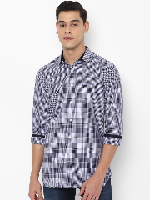 

Allen Solly Men Navy Blue Slim Fit Grid Tattersall Checks Checked Cotton Casual Shirt