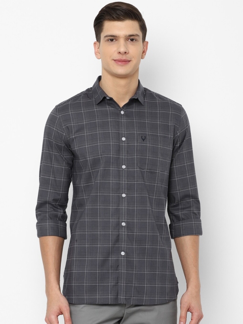 

Allen Solly Men Grey Slim Fit Windowpane Checks Checked Cotton Casual Shirt