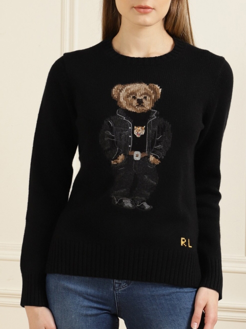 

Polo Ralph Lauren Women Black & Brown Polo Bear Woolen Cardigan