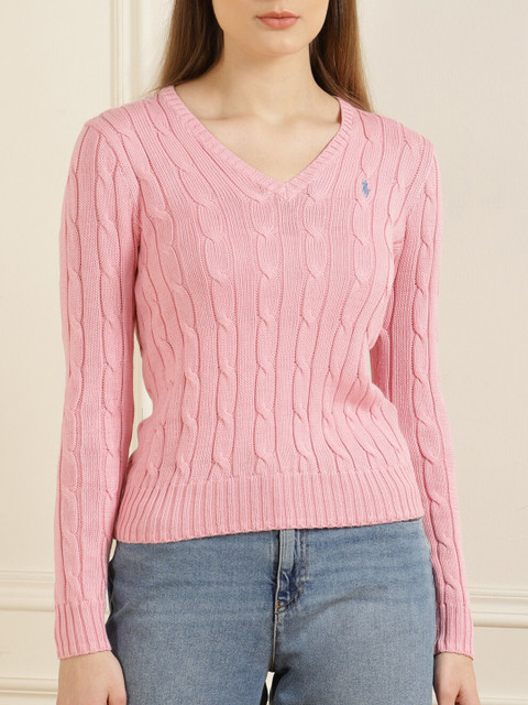 

Polo Ralph Lauren Women Pink Ribbed Cotton Pullover