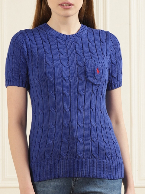 

Polo Ralph Lauren Women Blue Self Design Cotton Pullover