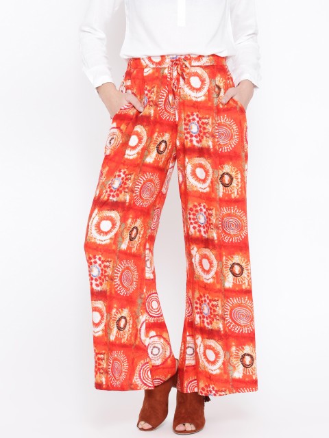 

Shree Women Orange Printed Palazzo Trousers