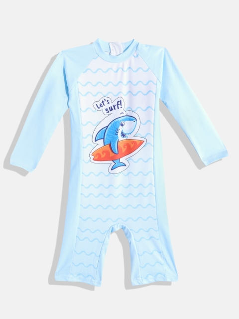 

Moms Love Blue & White Pure Cotton Graphic Print Swim Legsuit