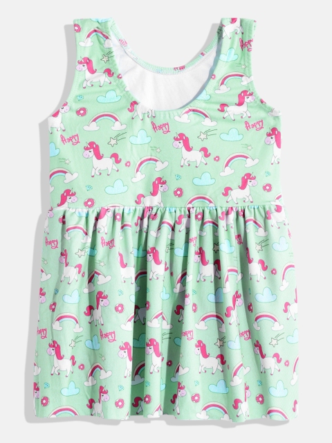 

Moms Love Girls Mint Green & Pink Unicorn Print UPF 40+ Swim Dress with Attached Short