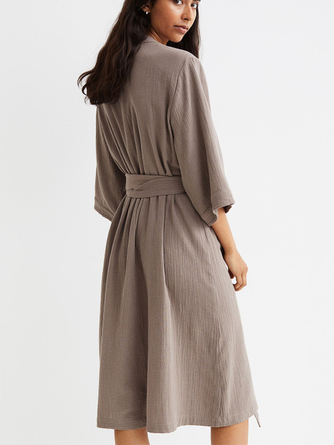 

H&M Women Beige Cotton Wrap Dress