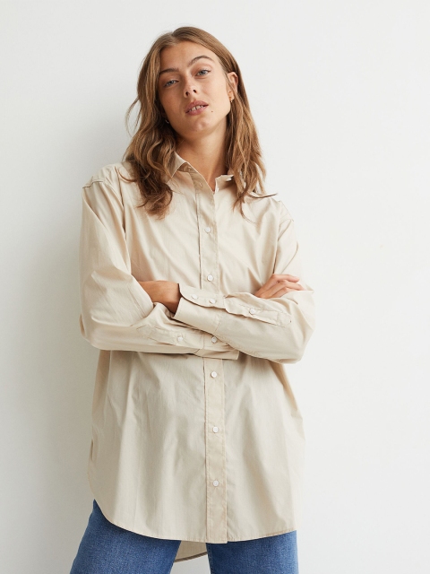 

H&M Women Beige Cotton Shirt