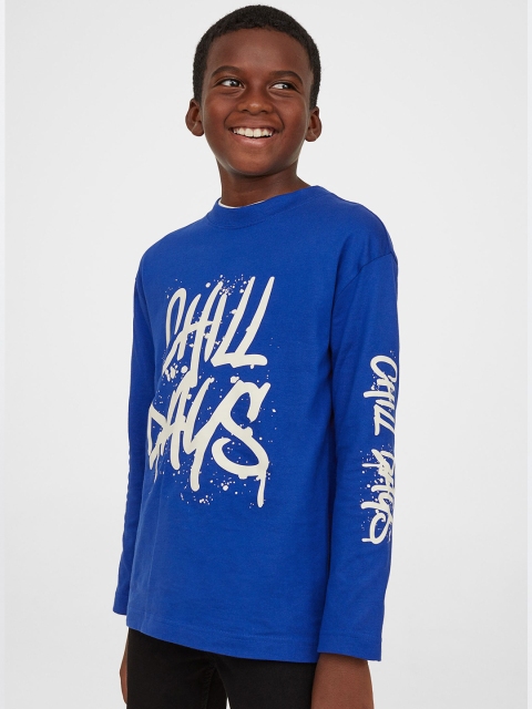 

H&M Boys Blue Printed Cotton Jersey Top