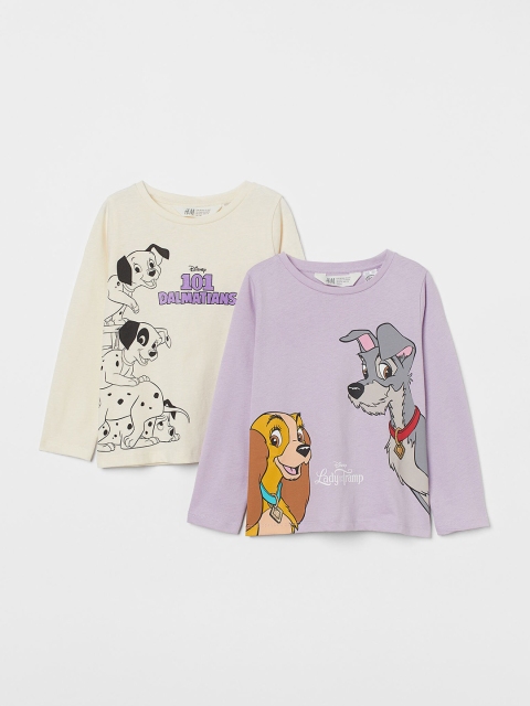 

H&M Girls Purple & Off-White 2-Pack Printed Tops