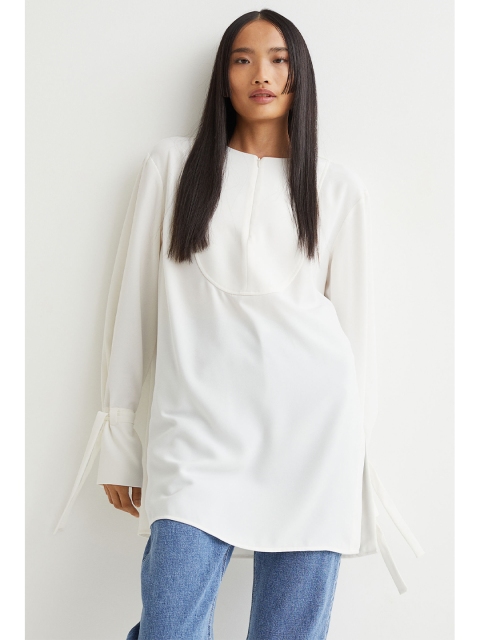 

H&M Women White Bib-Front Blouse