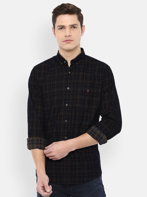 

Louis Philippe Sport Men Navy Blue Slim Fit Checked Pure Cotton Casual Shirt