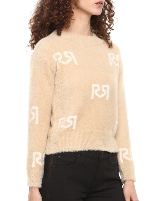 

Rinascimento Women Tan Typography Printed Pullover