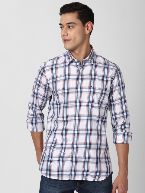 

Peter England Casuals Men Navy Blue Slim Fit Tartan Checked Pure Cotton Casual Shirt