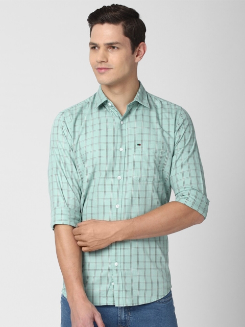 

Peter England Casuals Men Blue Slim Fit Checked Pure Cotton Casual Shirt