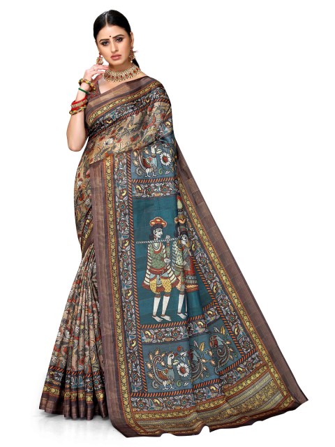 

Mitera Multicoloured Ethnic Motifs Zari Simbha Silk Saree, Multi