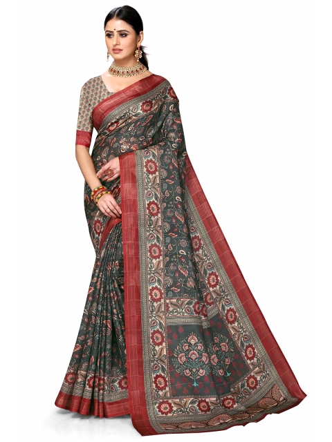 

Mitera Green & Black Kalamkari Art Silk Saree