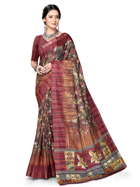 

Mitera Green & Off White Floral Art Silk Bagh Saree