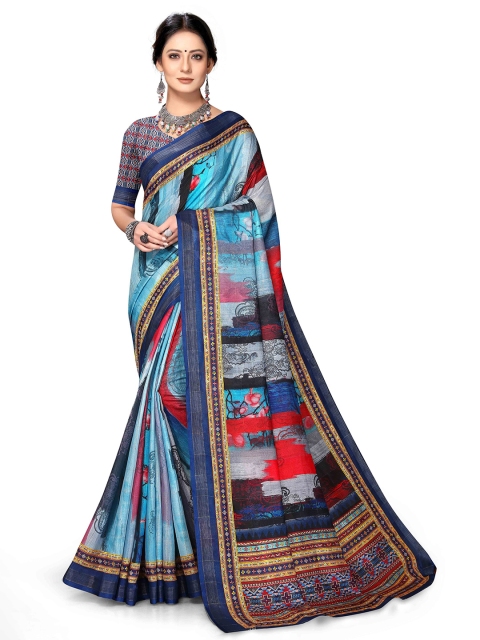 

Mitera Turquoise Blue & White Zari Art Silk Saree