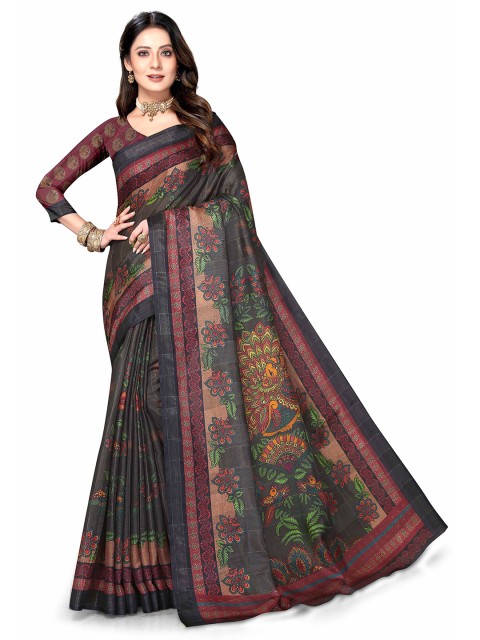 

Mitera Women Black Printed Kalamkari Saree