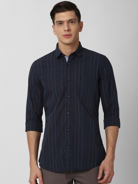

Van Heusen Sport Men Navy Blue Slim Fit Striped Cotton Casual Shirt