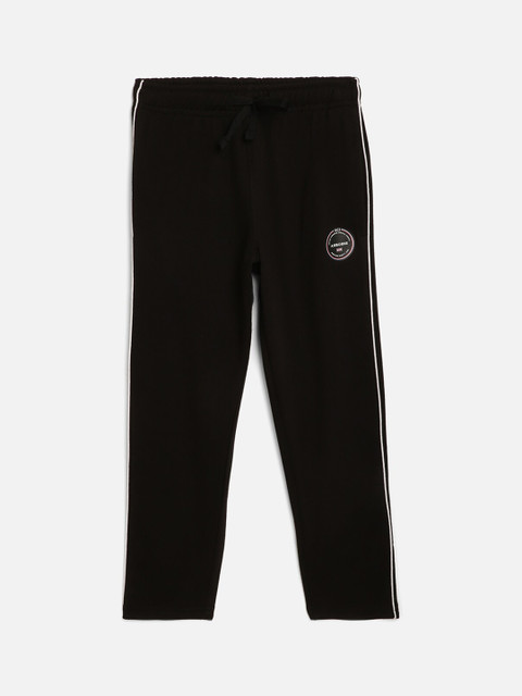 

Octave Boys Black Solid Cotton Track Pants With Side Stripe