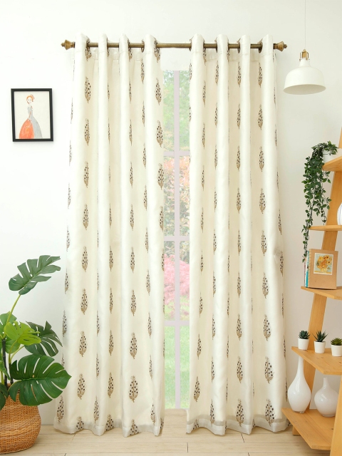 

Ariana Brown & Silver-Toned Set of 2 Ethnic Motifs Room Darkening Long Door Curtain