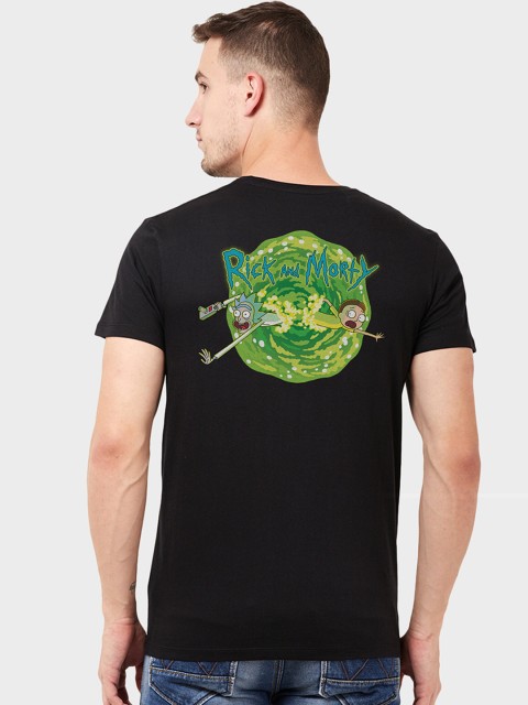 

Free Authority Men Black Rick & Morty Printed Pure Cotton Front & Back Printed T-shirt