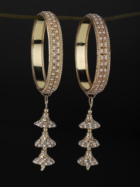 

KOLHA-BY CARLTON Set of 2 Gold-Plated Jhumki Bangle