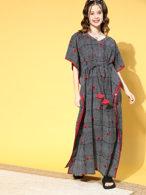 

Bannos Swagger Black Printed Cotton Maxi Nightdress