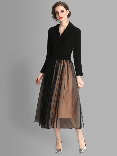 

JC Collection Women Black Top with Skirt