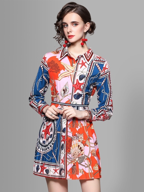 

JC Collection Women Orange & Blue Printed Co-ords Set