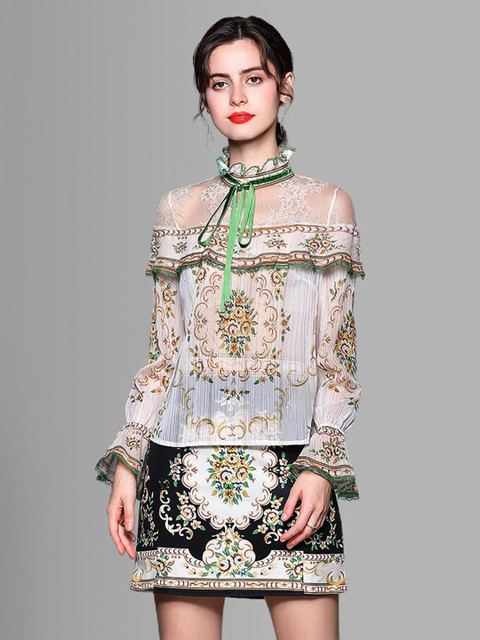 

JC Collection Women White & Black Printed Top with Skirt Co-Ords Set