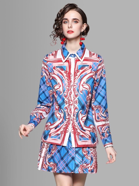 

JC Collection Women Blue & Red Printed Co-ords Set