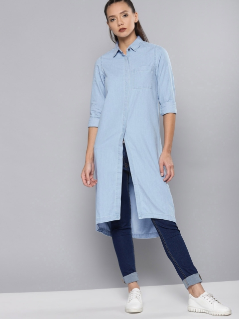 

Kook N Keech Blue Solid Chambray Tunic