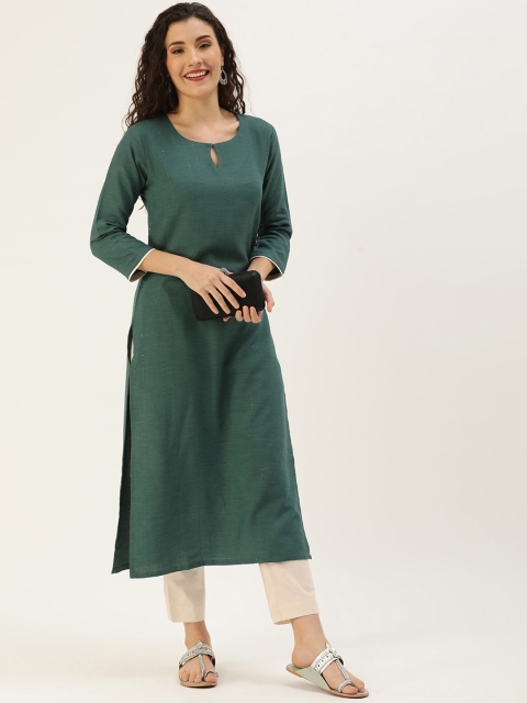 

Somras Women Green Pleated Kurti with Trousers