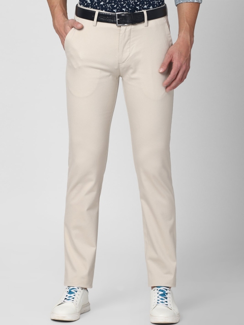

Peter England Casuals Men Cream-Coloured Solid Slim Fit Trousers
