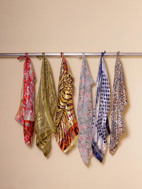 

DIVA WALK EXCLUSIVE Women Set Of 6 Multicoloured Printed Scarf, Multi
