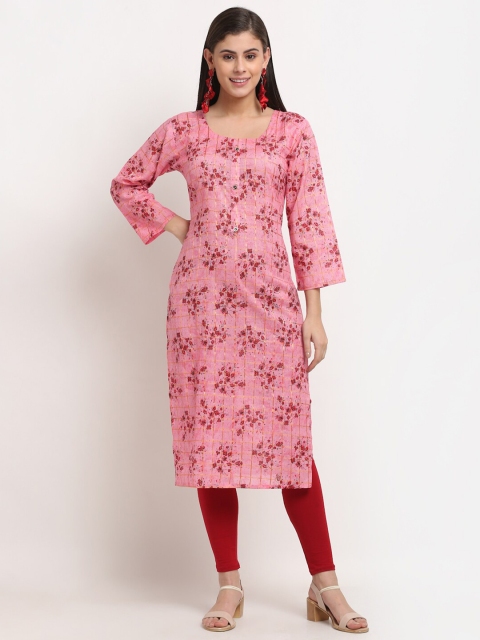 

GRACIT Women Pink Floral Printed Organic Cotton Kurti